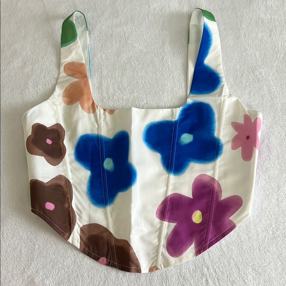 Molly Floral Corset Top with Multicolor Design